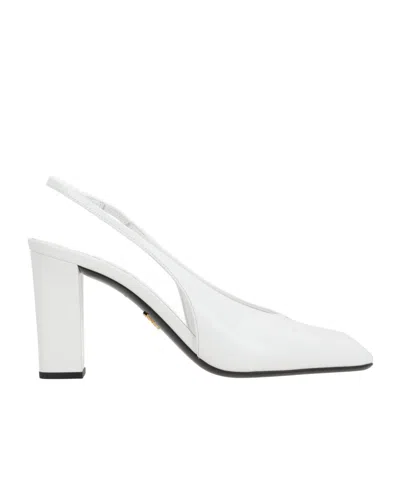 Prada Square-headed High-heeled Sandals In White