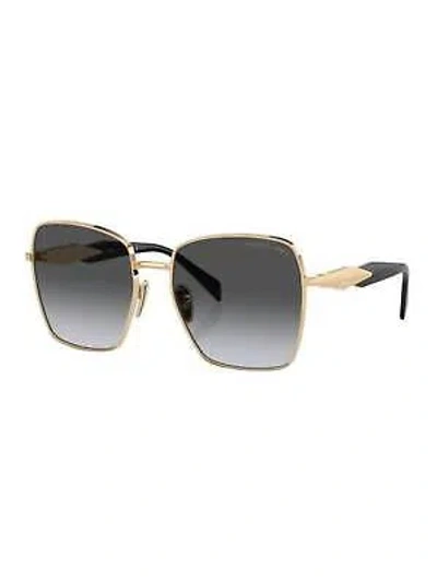 Pre-owned Prada Square Metal Sunglasses With Grey Gradient Lens For Women - Size 57mm In Gold