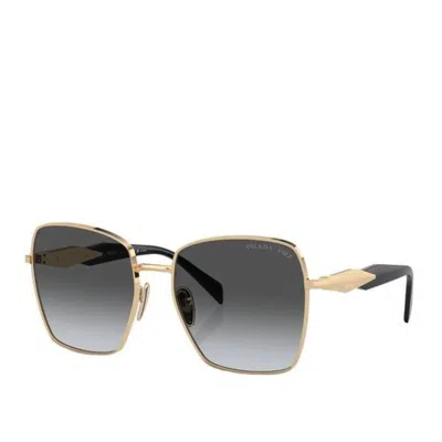 PRADA SQUARE METAL SUNGLASSES WITH GREY GRADIENT LENS