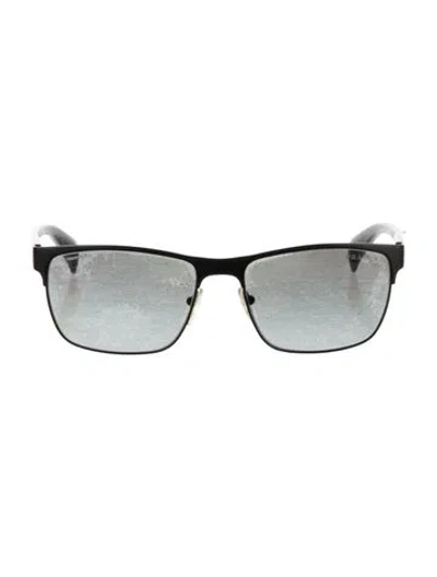 Pre-owned Prada Square Mirrored Sunglasses In Black