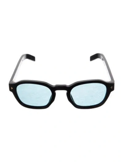 Pre-owned Prada Square Mirrored Sunglasses In Black/gold