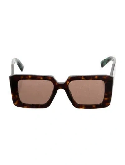 Pre-owned Prada Square Mirrored Sunglasses In Brown