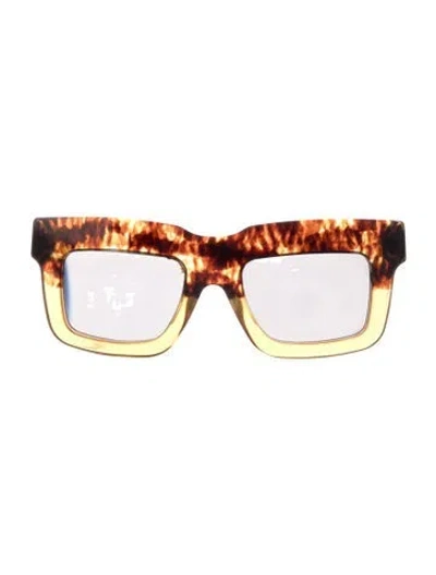 Pre-owned Prada Square Mirrored Sunglasses In Brown