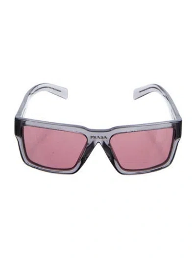 Pre-owned Prada Square Mirrored Sunglasses In Gray