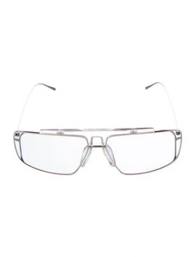 Pre-owned Prada Square Mirrored Sunglasses In Silver