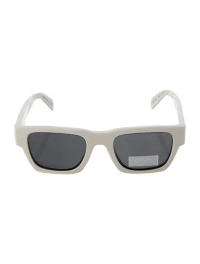 Pre-owned Prada Square Mirrored Sunglasses In White
