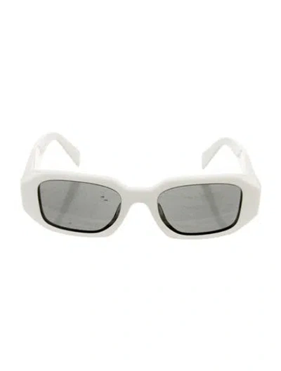 Pre-owned Prada Square Mirrored Sunglasses In White