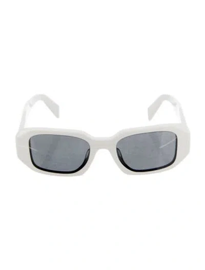 Pre-owned Prada Square Mirrored Sunglasses In White