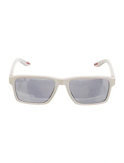 Pre-owned Prada Square Mirrored Sunglasses In White