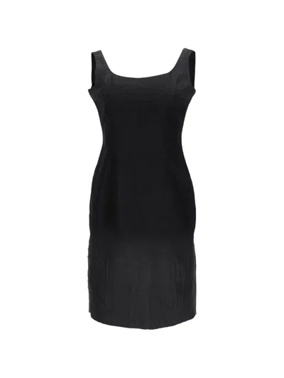 Pre-owned Prada Square-neck Mini Dress In Black
