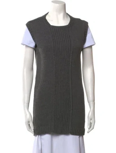 Pre-owned Prada Square Neckline Sweater In Gray