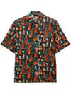 Prada Square-print Shirt In Orange
