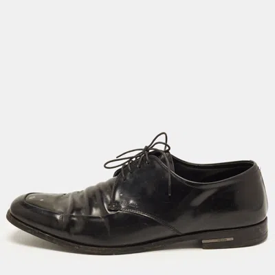 Pre-owned Prada Square Size 42.5 Black Patent Leather Oxfords