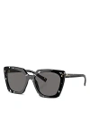 Prada Square Sunglasses, 54mm In Black/gray Polarized Solid