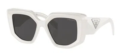 Pre-owned Prada Square Sunglasses In White (pr14zs/1425s0/50)