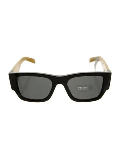 Pre-owned Prada Square Tinted Sunglasses In Black/yellow