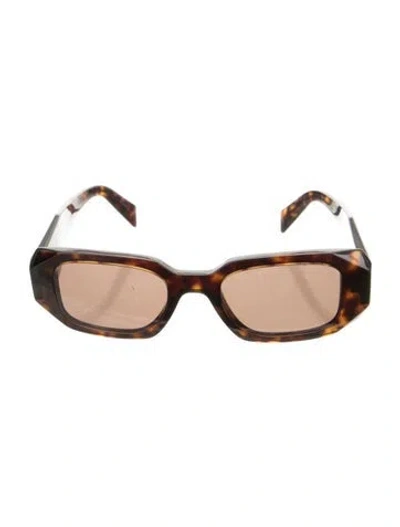 Pre-owned Prada Square Tinted Sunglasses In Brown