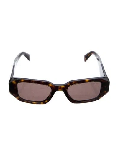 Pre-owned Prada Square Tinted Sunglasses In Brown