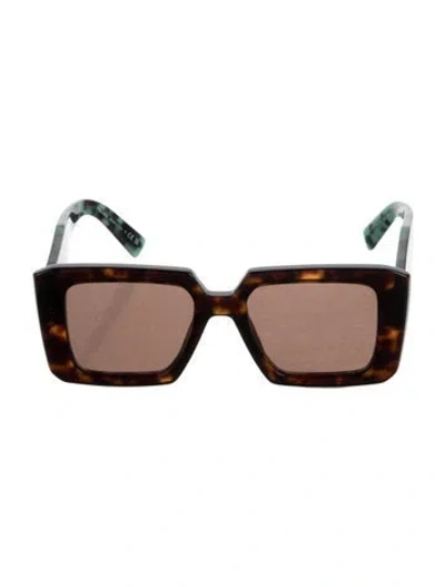 Pre-owned Prada Square Tinted Sunglasses In Brown