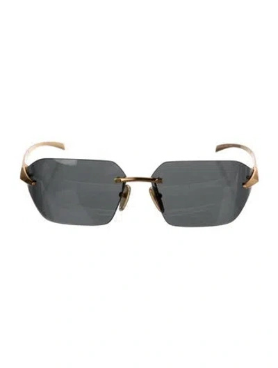 Pre-owned Prada Square Tinted Sunglasses In Gold