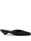 Prada Satin Square-toe Ballerina Mule Pumps In Black