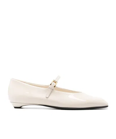 Prada Square-toed Flats In Nude