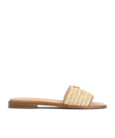 PRADA PRADA LOGO PLAQUE SQUARED TOE SANDALS