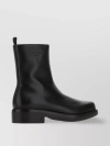 PRADA SQUARED TOE LEATHER ANKLE BOOTS