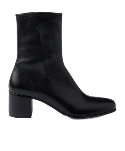 Prada Square-toe Ankle Boots In Black