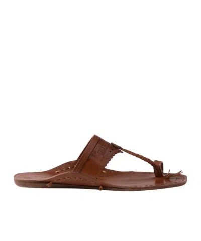 Prada Square-toe Flat Sandals In Brown