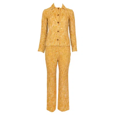 Pre-owned Prada Ss 1996 Runway Tweed Pant Set In Orange