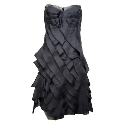 Pre-owned Prada S/s 2008 Black Layered Ruffle Strapless Mini Dress
