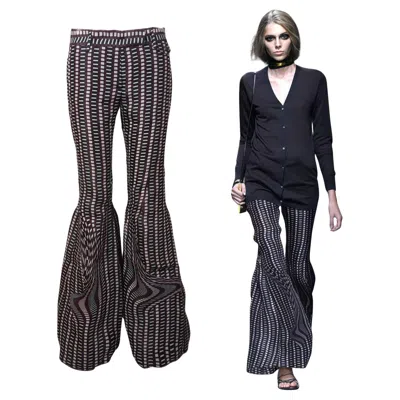 Pre-owned Prada S/s 2008 Fairy Collection Brown Geometric Extravagant Flared Pants