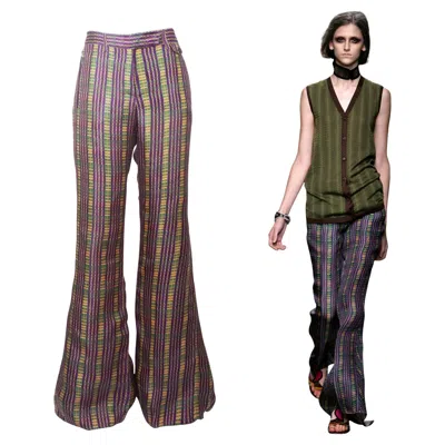 Pre-owned Prada S/s 2008 Fairy Collection Purple Geometric Extravagant Flared Pants