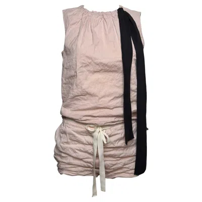 Pre-owned Prada S/s 2009 Blush Pink Ruched Drawstring Romper With Contrast Sash