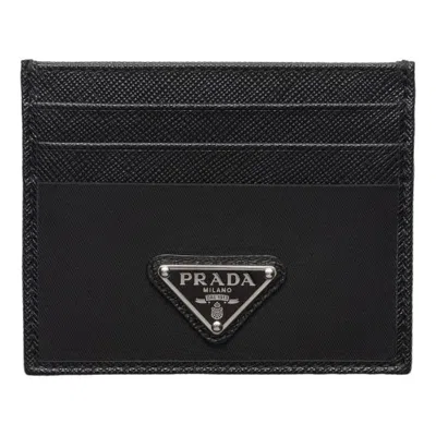 Prada Ss26 Re-nylon And Saffiano Leather Card Holder 'black'