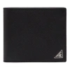 Prada Triangle Logo Bi-fold Wallet In Black