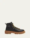 Prada St. Moritz Calfskin Hiker Boots In Black