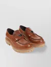 Prada Chunky Sole Lace-up Loafers With Round Toe In Brown