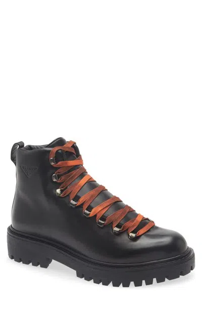 Prada St Moritz Leather Combat Boot In Multi