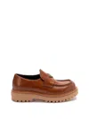 Prada Chunky Sole Lace-up Loafers With Round Toe In Brown