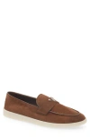 Prada Suede Loafers With Round Toe Design In Brown