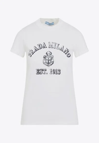 PRADA STAMPED GRAPHIC LOGO T-SHIRT