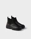 Prada Stamped Leather Chelsea Boots In Black