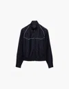 Prada Contrast-trim Wool Bomber Jacket In Blue