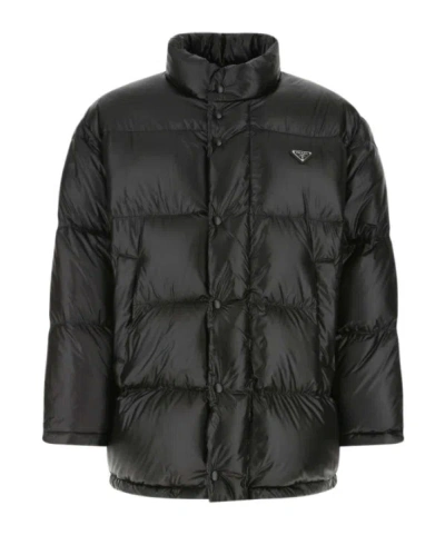 Prada Stand-collar Cotton Clothes In Black