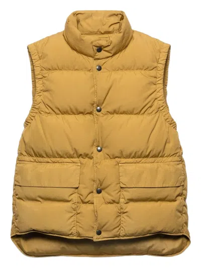 Prada Stand-up Collar Patch Pockets Gilet In Yellow