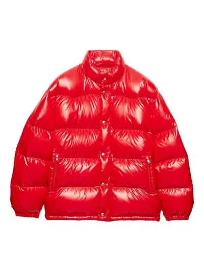 Prada Stand-up Collar Puffer Jacket In Red