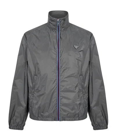 Prada Stand-collar Windbreaker In Gray