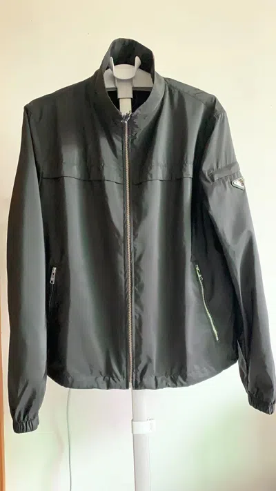 Prada Standing Collar Casual Jacket In Black
